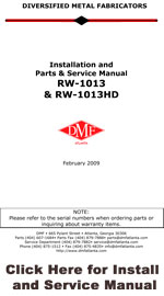 DMF RW-1013 Install and Service Manual